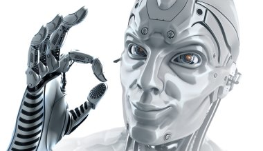 Robot yüz fütüristik yüksek Detaylı