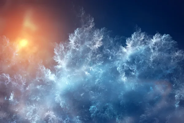 겨울 서리가 내린 유리에 얼음 패턴 — 스톡 사진