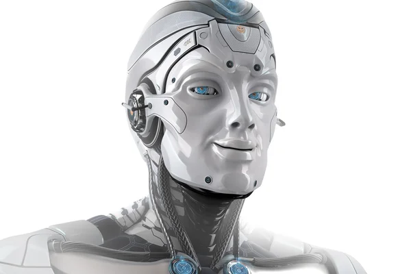 Cara de robot detallada alta futurista — Foto de Stock