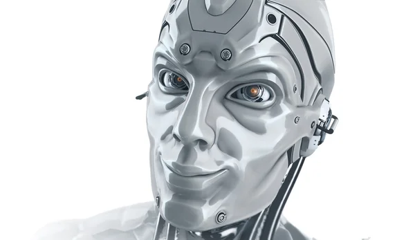 未来派高详细机器人的脸 — 图库照片