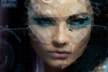 Beautiful girl cybernetic futuristic concept