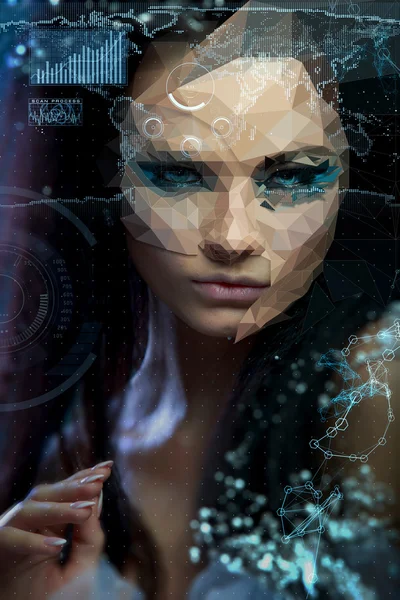 Beautiful girl cybernetic futuristic concept — Stock Photo, Image