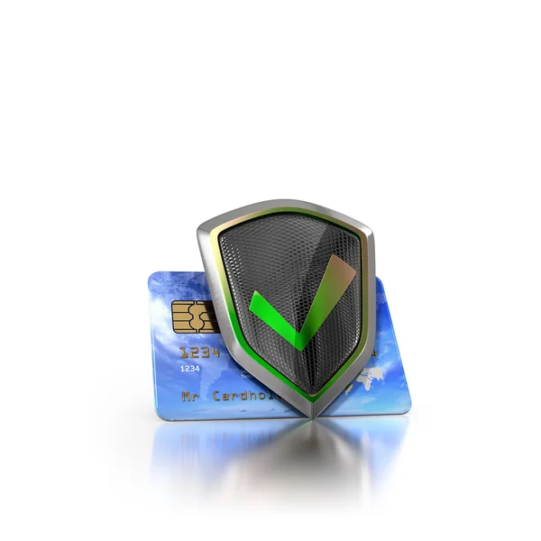 Escudo que asegura tarjetas de crédito —  Fotos de Stock