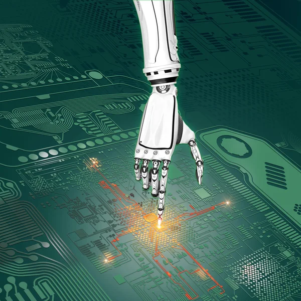 Robot hand with circuit board — Stock Photo, Image