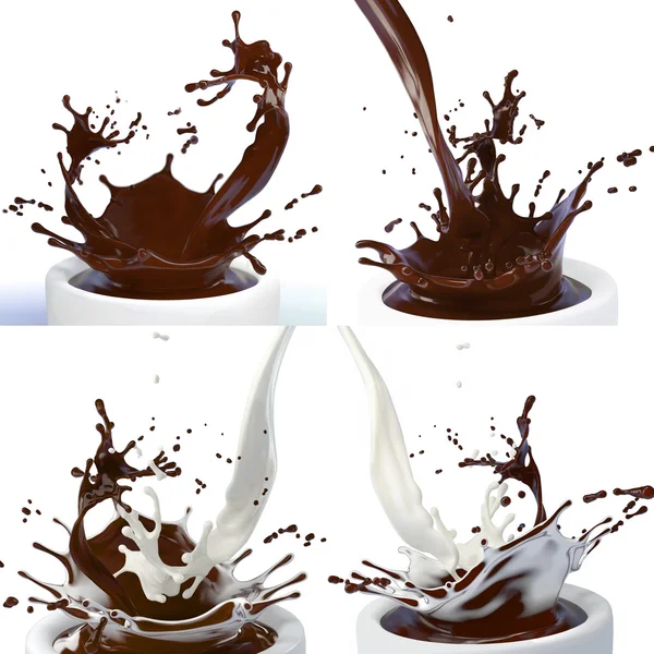 Splash brązowy czekolada gorąca — Zdjęcie stockowe