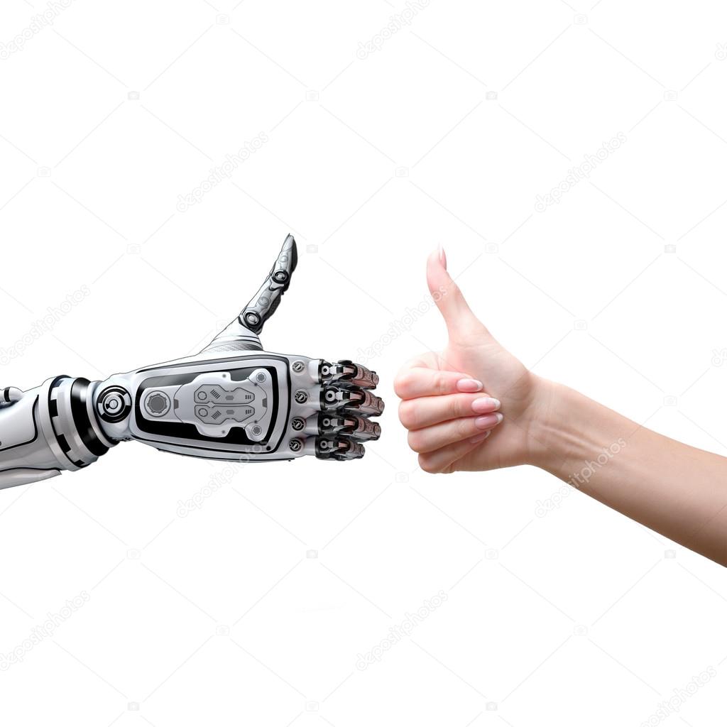 Robot and human thumbs up Stock Photo by ©vitaliy_sokol 71503493