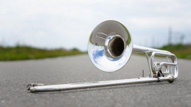 Parçası açık yalancı trombon portre