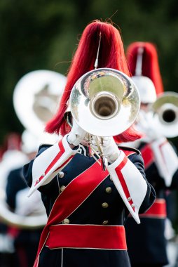 Çeşitli aletler ve windband bir müzik grubu ayrıntıları