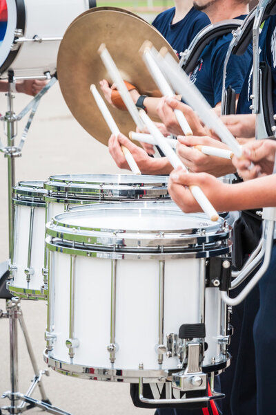 Various instruments and details from a music band of windband