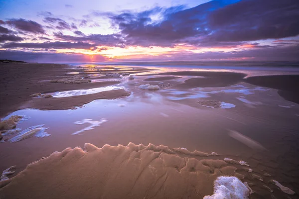 Námořní Krajina Při Západu Slunce Odrazem Mraků Přílivové Vodě Waddenzee — Stock fotografie