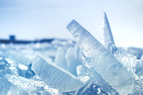 Ijsvlot Breekt Tegen Kust Met Zeeijs Bij Ijskoud Winterweer Plankenijs — Stockfoto