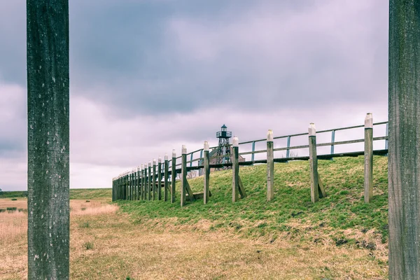 Storm wolken boven de oude haven van schokland, Nederland — Stockfoto