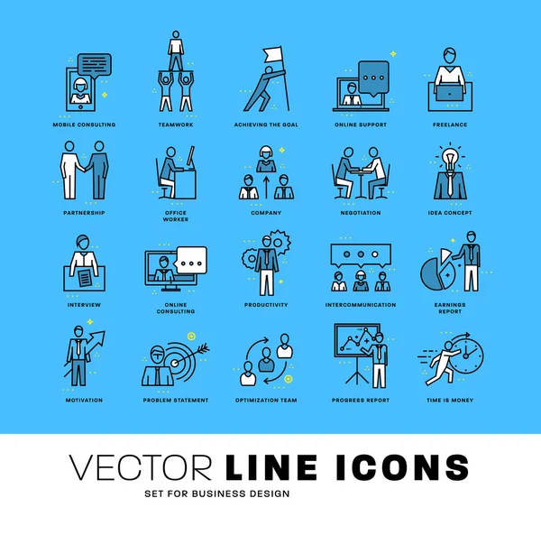Conjunto de ícones de linha fina — Vetor de Stock