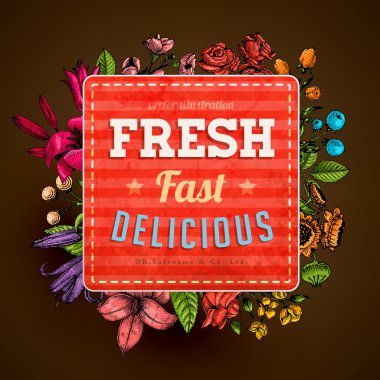 Vintage kartı çiçek oyma ile