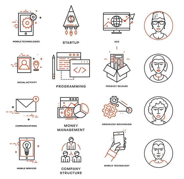 Conjunto de iconos de línea delgada — Archivo Imágenes Vectoriales