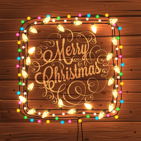 Glowing Christmas Lights Wreath — Stock Vector