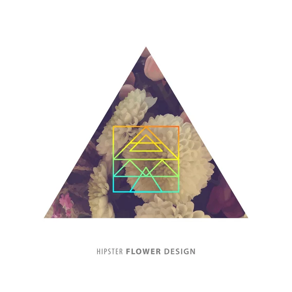 Design floral com etiqueta geométrica — Vetor de Stock