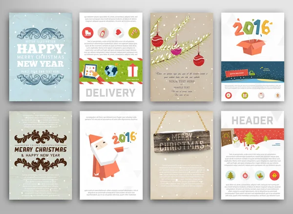 Conjunto de tarjetas de Navidad — Vector de stock