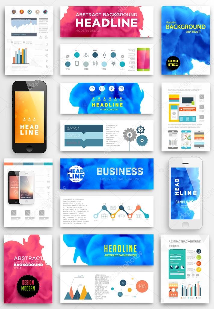 Abstract Vector Colorful Cloud Background Set. Paint Fluid. Colorful Smoke. Isolated Ink in Water. Liquid Ink or Paint for Banners, Cards, Posters, Annual Reports and Placards Designs. Vector Template.