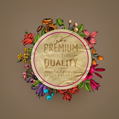 Vintage kartı çiçek oyma ile