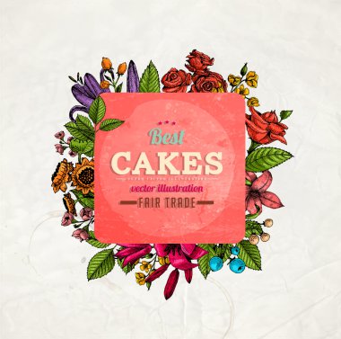 Vintage kartı çiçek oyma ile