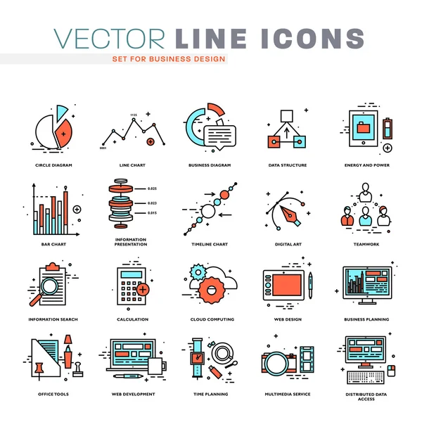 Conjunto de iconos de línea delgada — Vector de stock