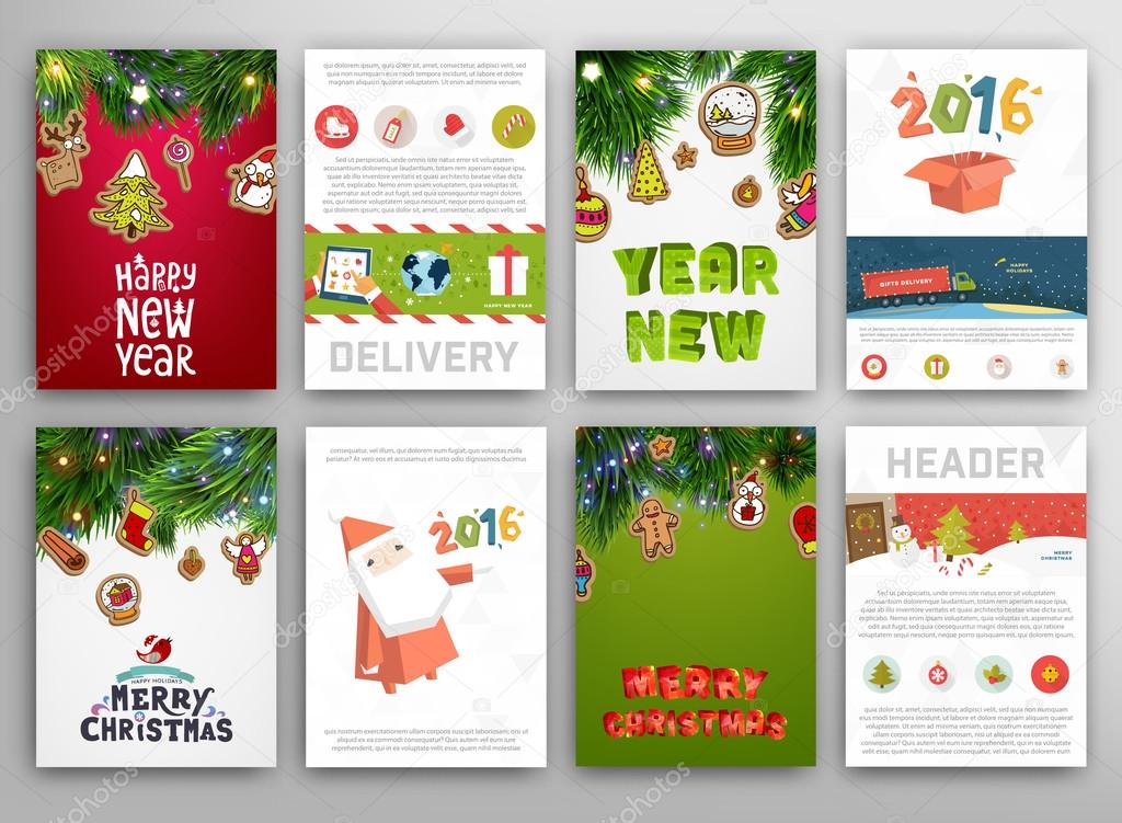 Christmas Vector Vintage Cards Set. Xmas Holiday Design, Graphic Elements. Typographic Labels for Greeting Cards, Banners and Posters Design