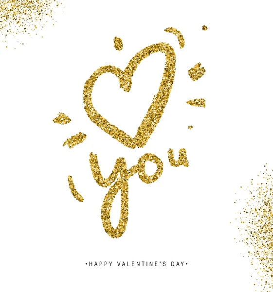 Valentines Day Lettering With Sparkles — Stock Vector