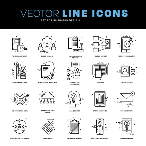 Conjunto de iconos de línea delgada — Vector de stock