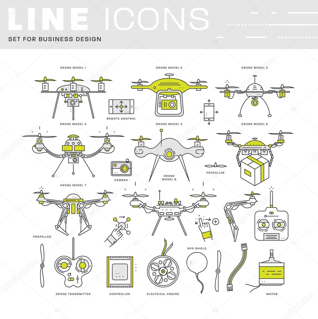  Aerial Drone Emblems Set