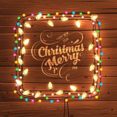 Parlak Noel ışıkları çelenk
