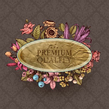 Vintage kartı çiçek oyma ile