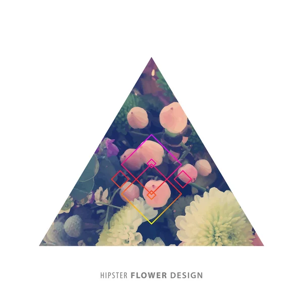 Design floral com etiqueta geométrica — Vetor de Stock