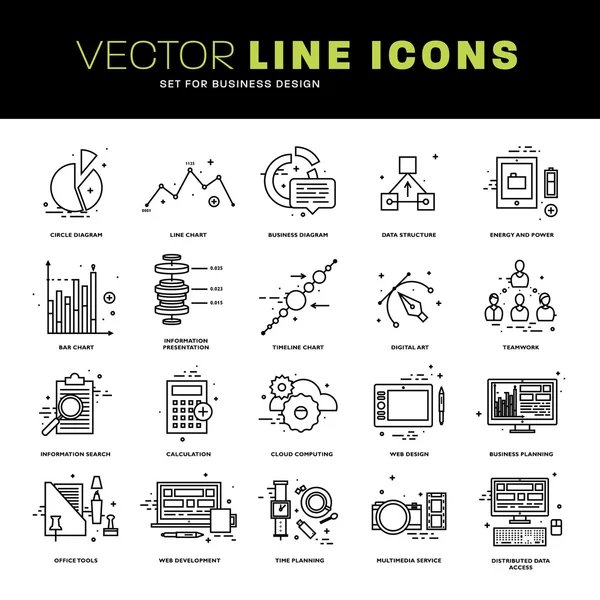 Conjunto de iconos de línea delgada — Vector de stock