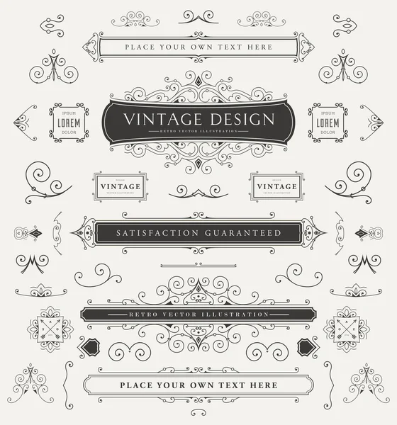 Conjunto de elegantes marcos vintage — Vector de stock