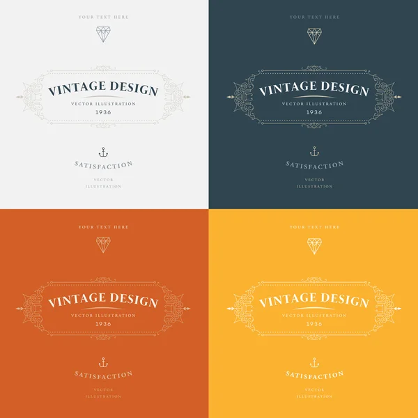 Conjunto de elegantes marcos vintage — Vector de stock