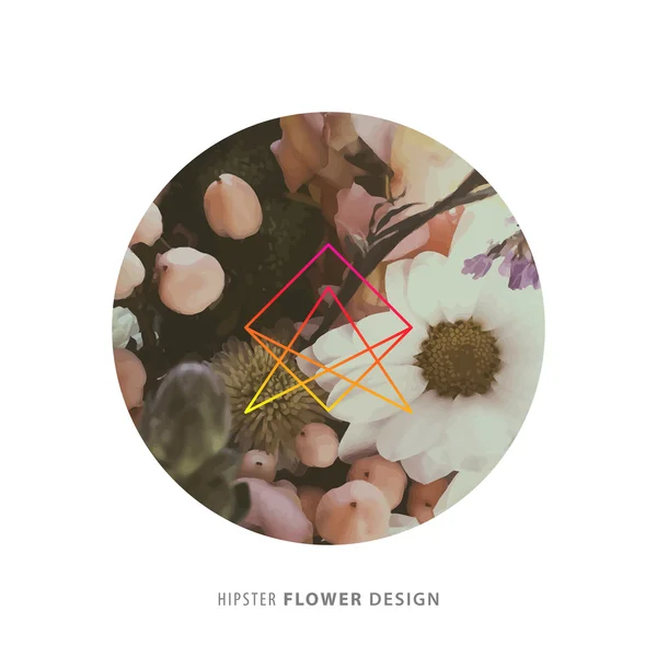 Kwiatowy Design z geometryczną etykietą — Wektor stockowy