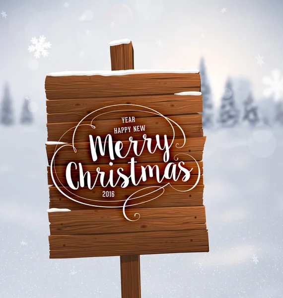 Drewniana tablica z etykiety Boże Narodzenie — Wektor stockowy