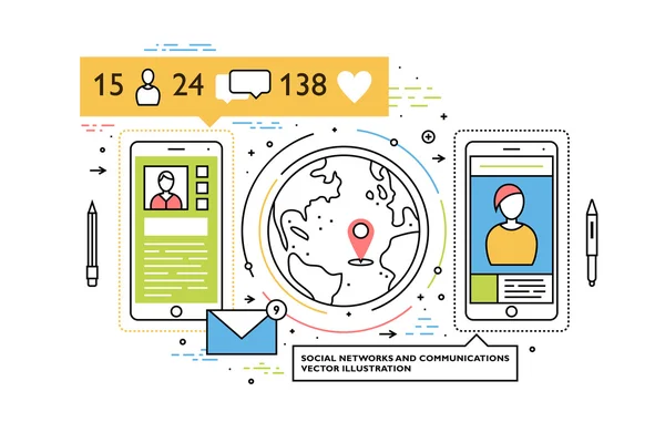 Social networks and communications. — Stock Vector