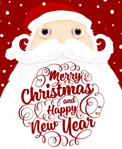 Père Noël avec étiquette de Nouvel An — Image vectorielle