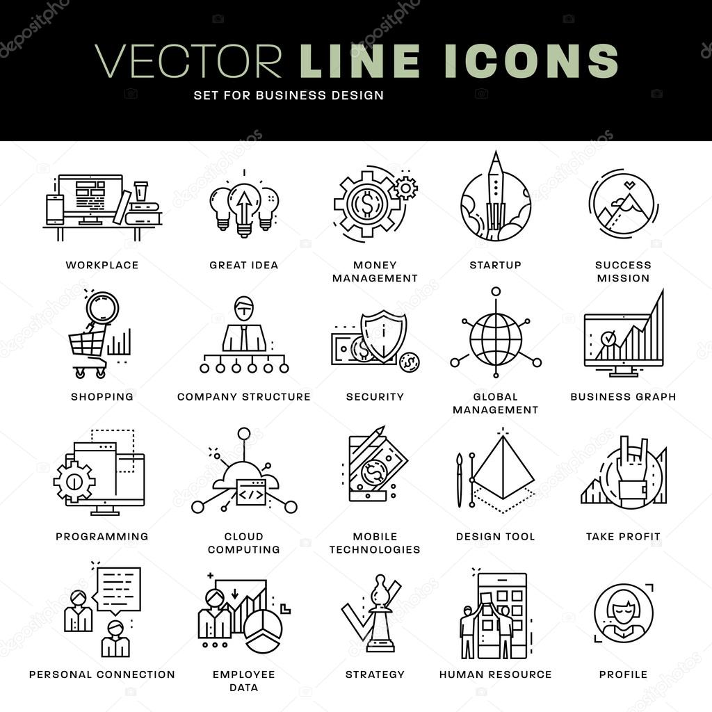 Thin Line Icons Set