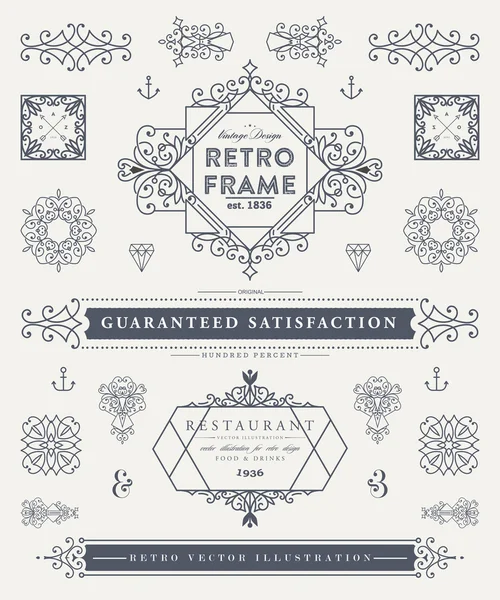 Set elegante Vintage Frames — Stockvector