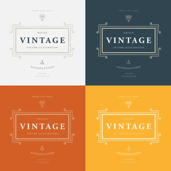 Set di eleganti cornici vintage — Vettoriale Stock