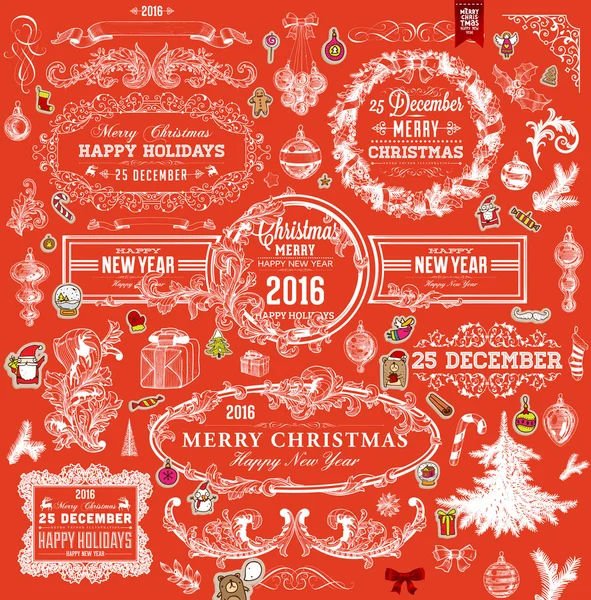 Conjunto de decoraciones de Navidad — Archivo Imágenes Vectoriales