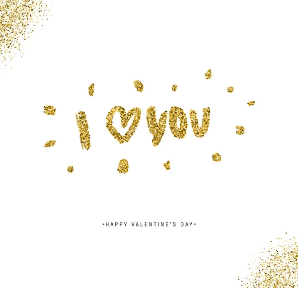Valentines Day Lettering With Sparkles — Διανυσματικό Αρχείο