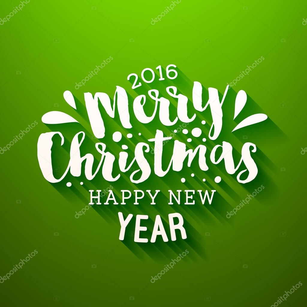 Green Christmas Greeting Card Design. Holiday Typographic and Calligraphic Elements.