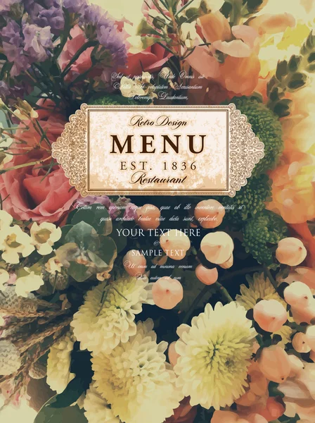 Cartão floral vintage com flores — Vetor de Stock