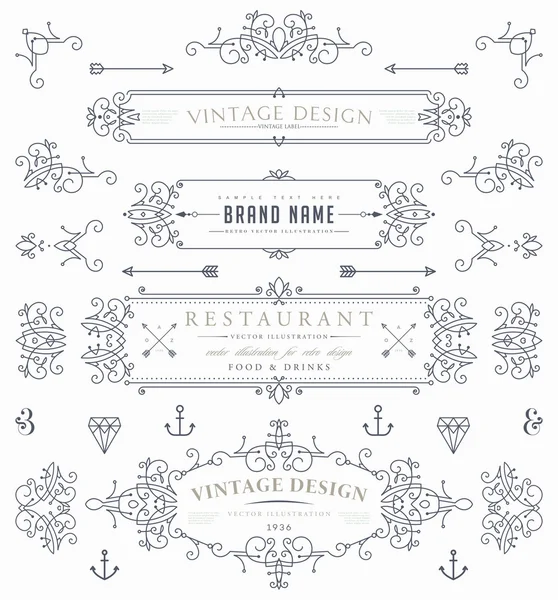 Set of Elegant Vintage Frames — Stock Vector