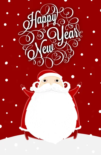 Santa Claus with New Year Label — Stock Vector