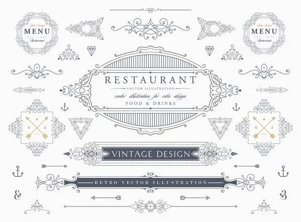 Set of Elegant Vintage Frames — Stock Vector